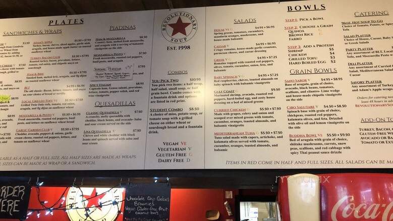Revolutionary Soup - Charlottesville, VA menu_pic