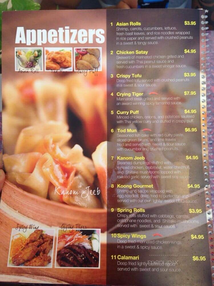 Rice & Noodles Thai Gourmet - Alexandria, VA menu_pic