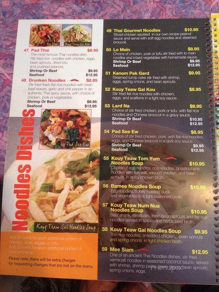 Rice & Noodles Thai Gourmet - Alexandria, VA menu_pic