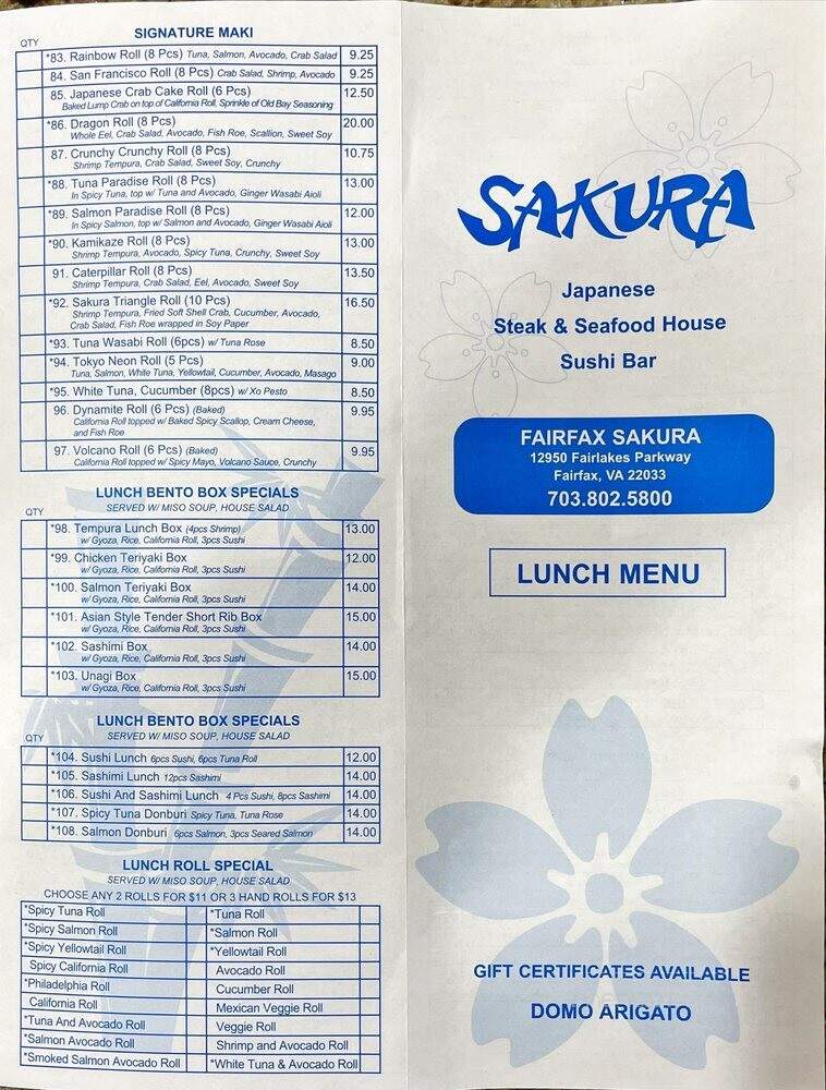 Sakura Japanese Steak - Fairfax, VA