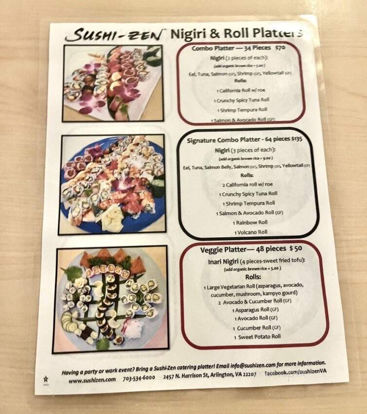 Sushi-Zen Japanese Restaurant - Arlington, VA menu_pic