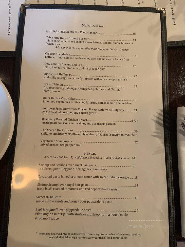Table Fifty - Roanoke, VA menu_pic