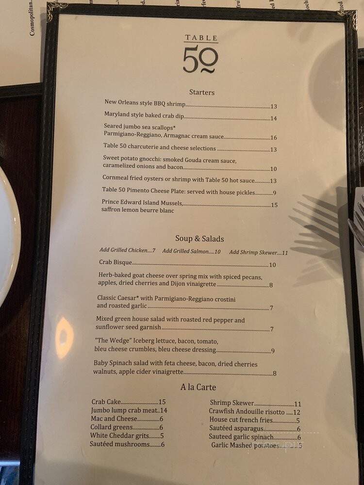 Table Fifty - Roanoke, VA menu_pic