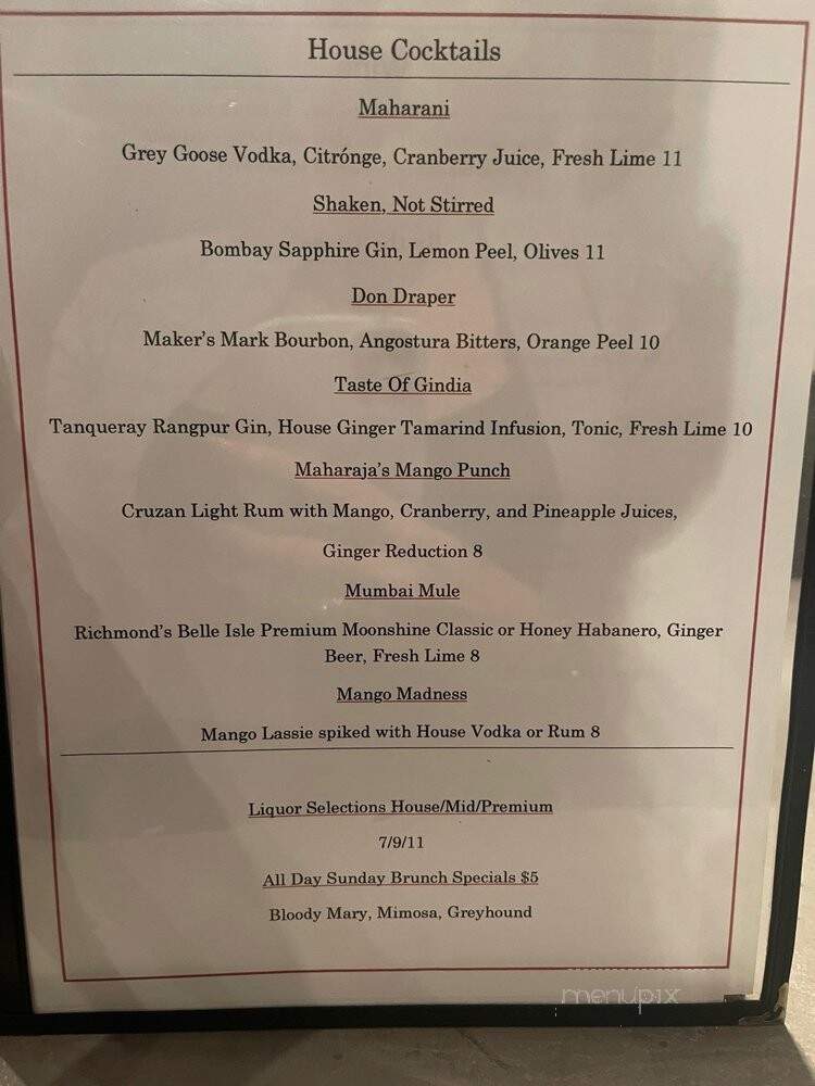 Taste Of India Restaurant - Richmond, VA menu_pic