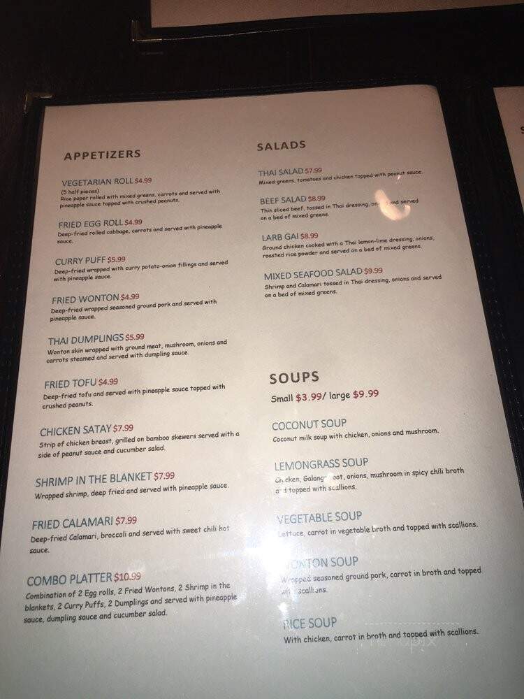 Thai 99 - Lynchburg, VA menu_pic