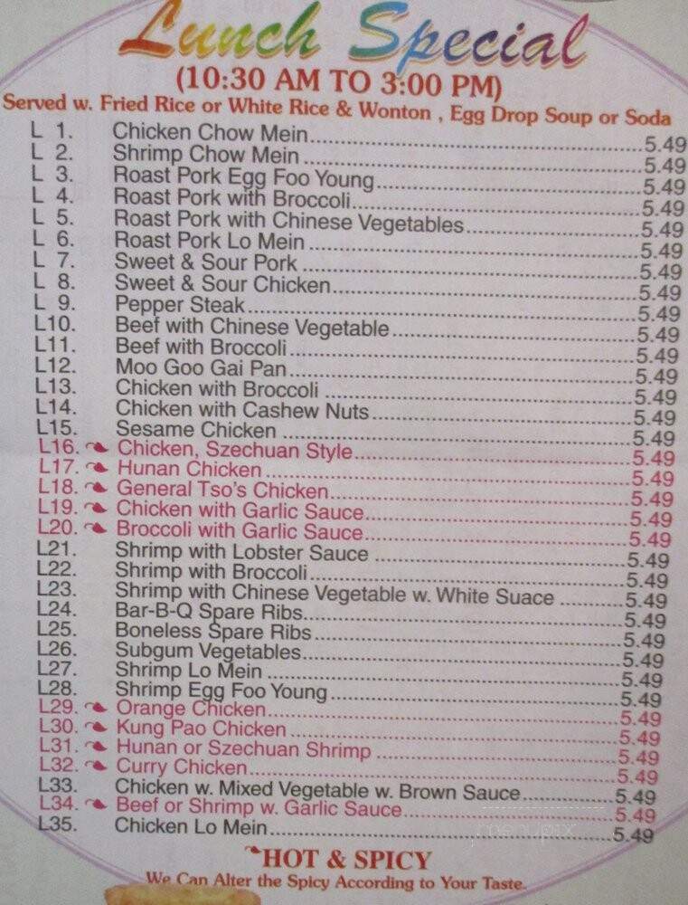 Tops China Restaurant - Highland Springs, VA menu_pic