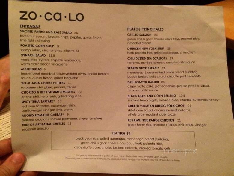 Zocalo - Charlottesville, VA menu_pic