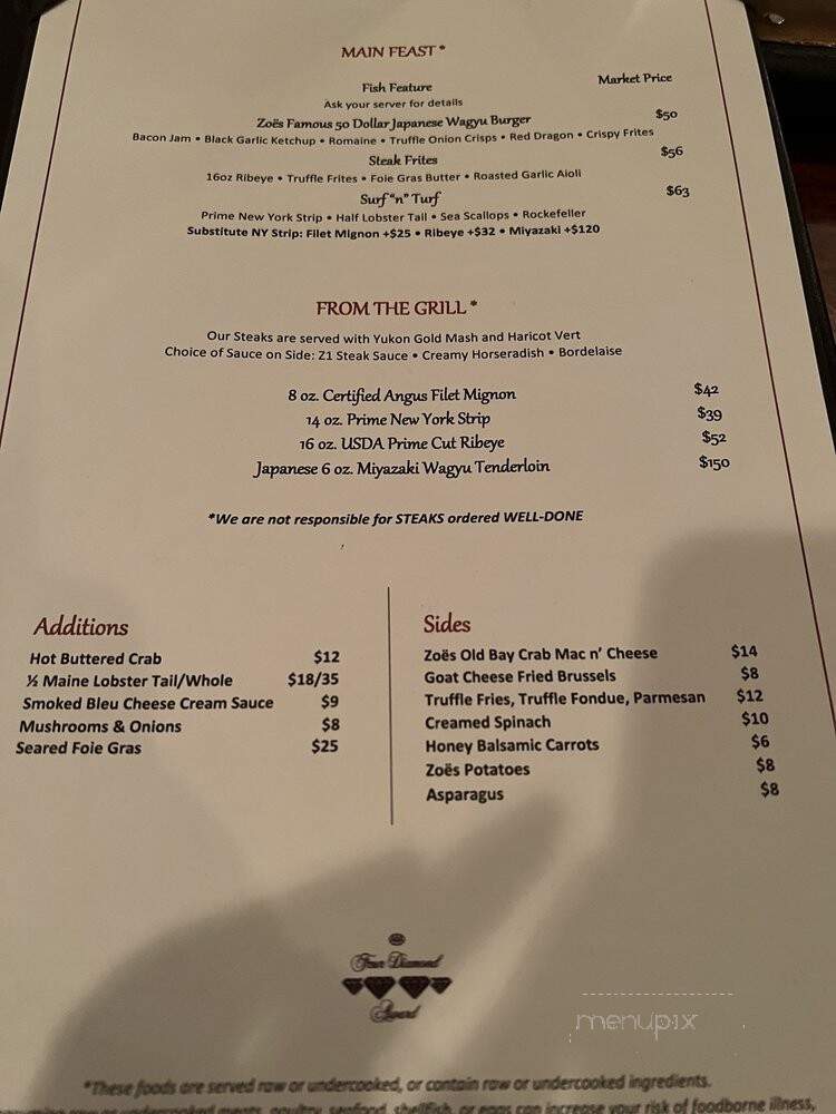 Zoes Restaurant - Virginia Beach, VA menu_pic