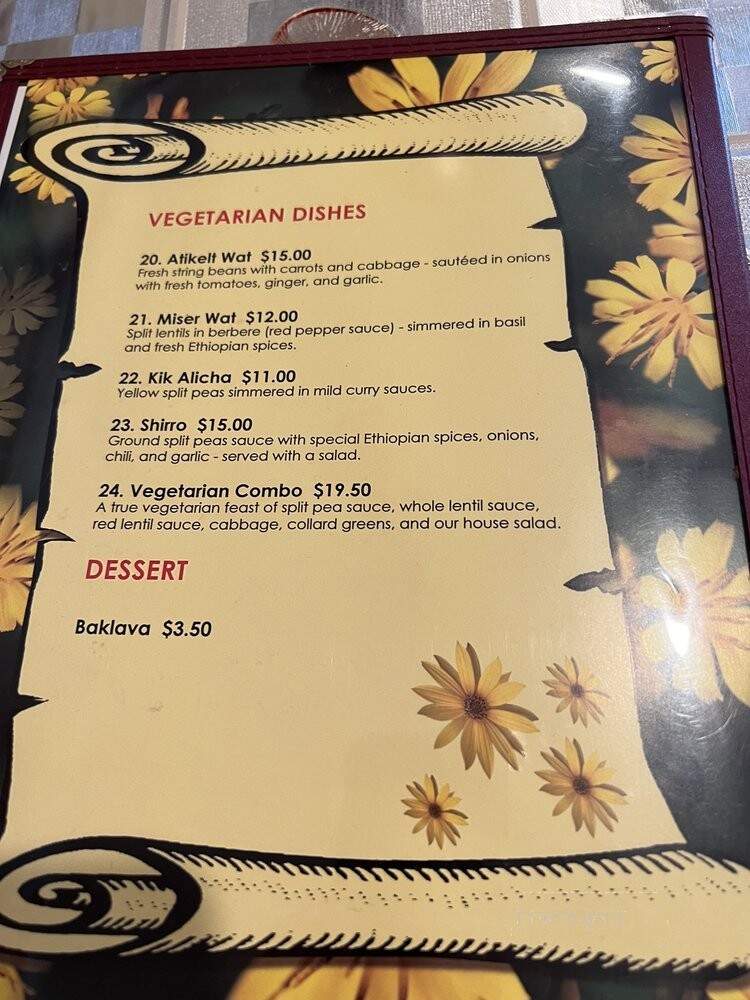 Adey Abeba Ethiopian Restaurant - Seattle, WA menu_pic