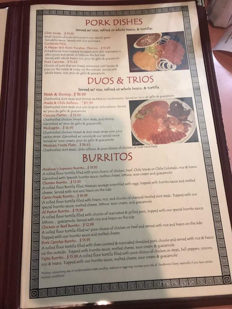 Anahua Mexican Restaurant - Tacoma, WA menu_pic