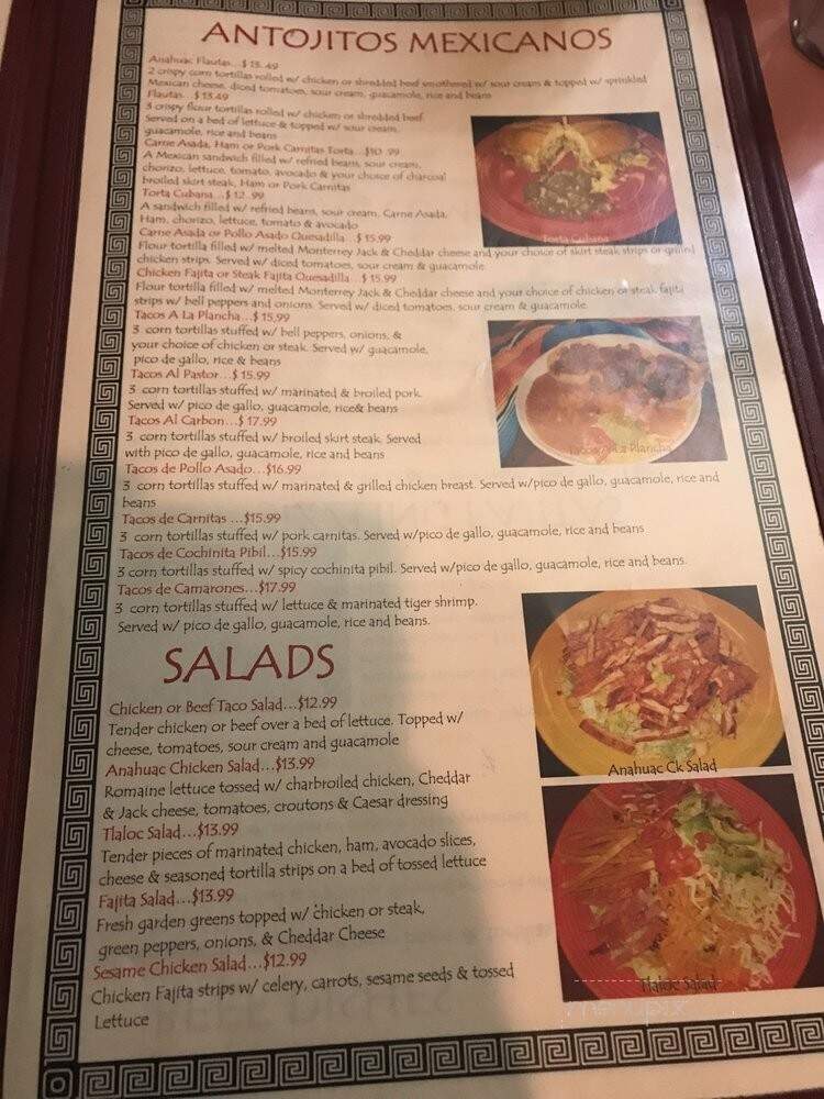 Anahua Mexican Restaurant - Tacoma, WA menu_pic
