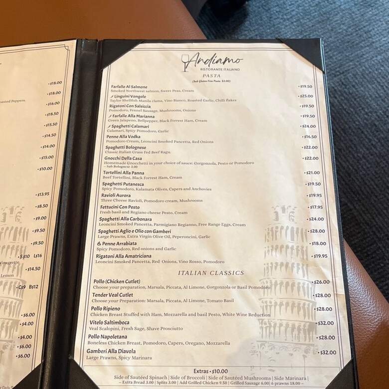 Andiamo - Bellevue, WA menu_pic