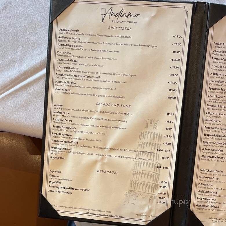 Andiamo - Bellevue, WA menu_pic