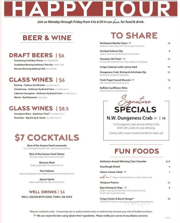 Anthony's Homeport - Kirkland, WA menu_pic