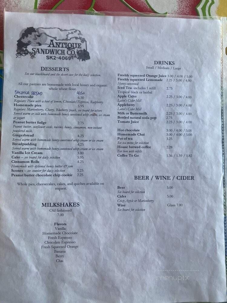 Antique Sandwich Co - Ruston, WA menu_pic