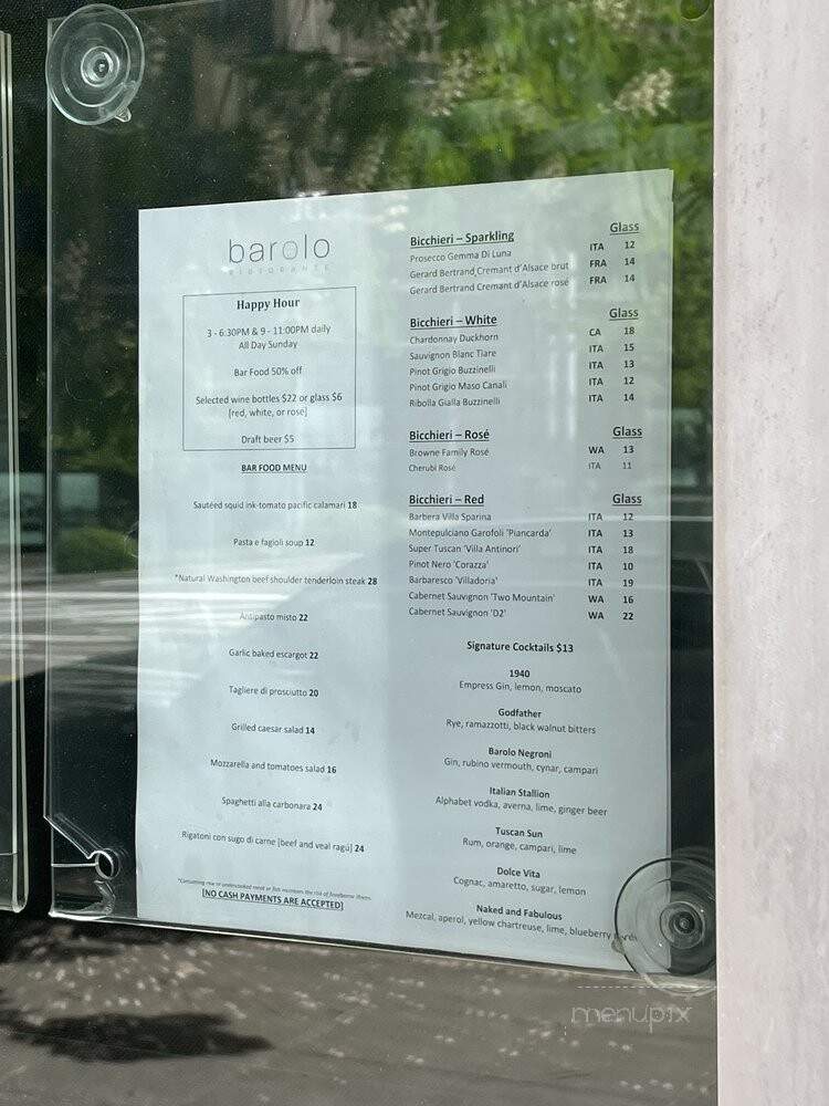 Barolo Ristorante - Seattle, WA menu_pic