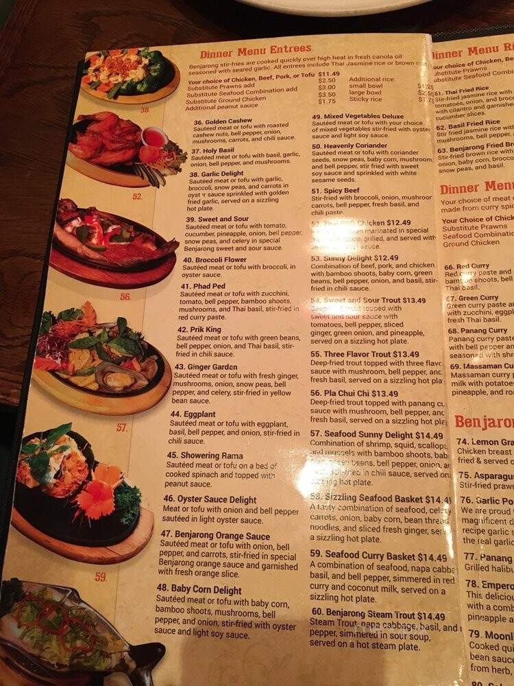 Benjarong Thai Restaurant - Monroe, WA menu_pic