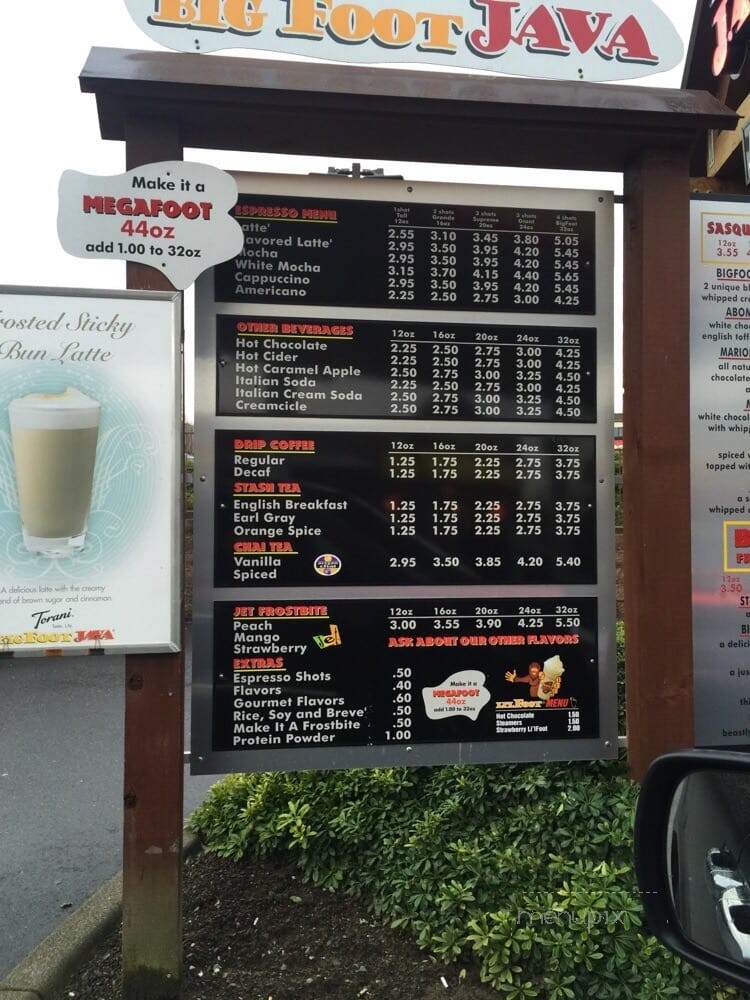Bigfoot Java - Puyallup, WA menu_pic