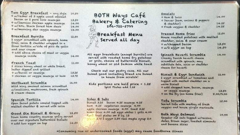 Both Ways Cafe - Seattle, WA menu_pic
