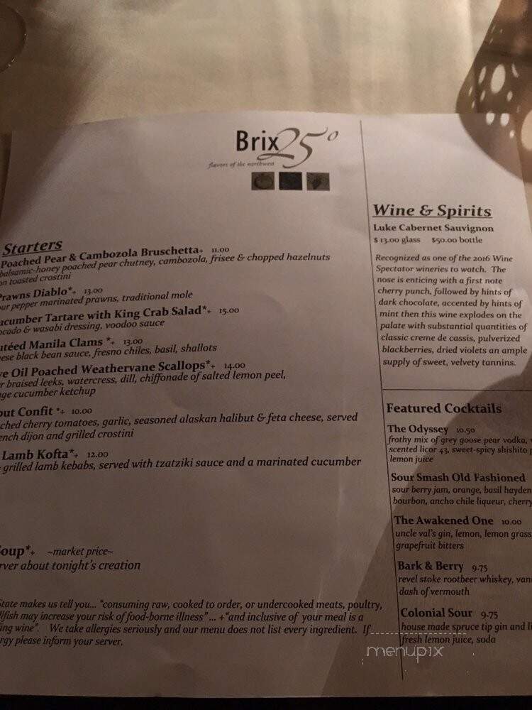 Brix 25 - Gig Harbor, WA menu_pic