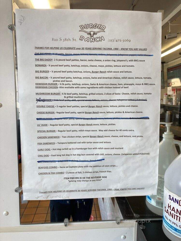 Burger Ranch - Tacoma, WA menu_pic