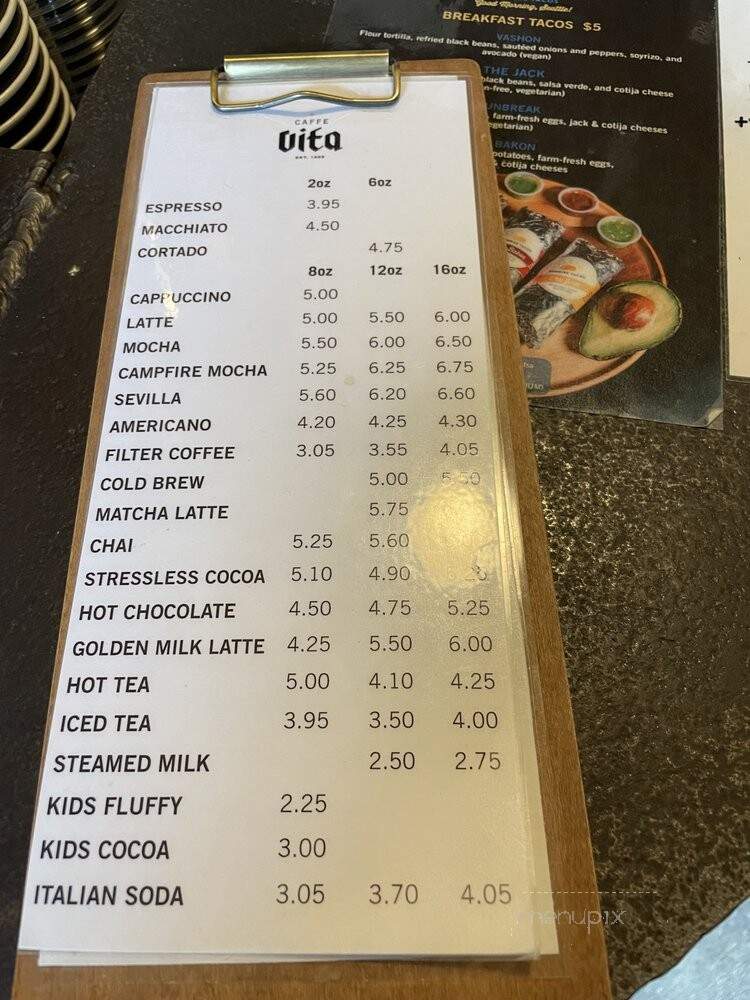 Caffe Vita - Seattle, WA menu_pic