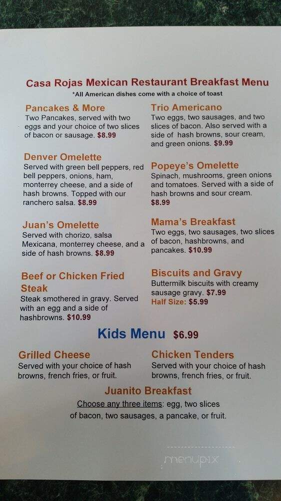 Casa Rojas Mexican Cuisine - Bainbridge Island, WA menu_pic