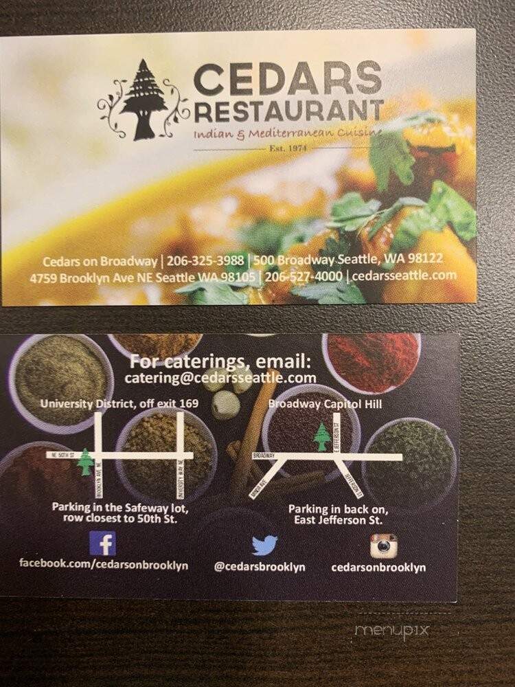 Cedars Restaurant On Brooklyn - Seattle, WA menu_pic
