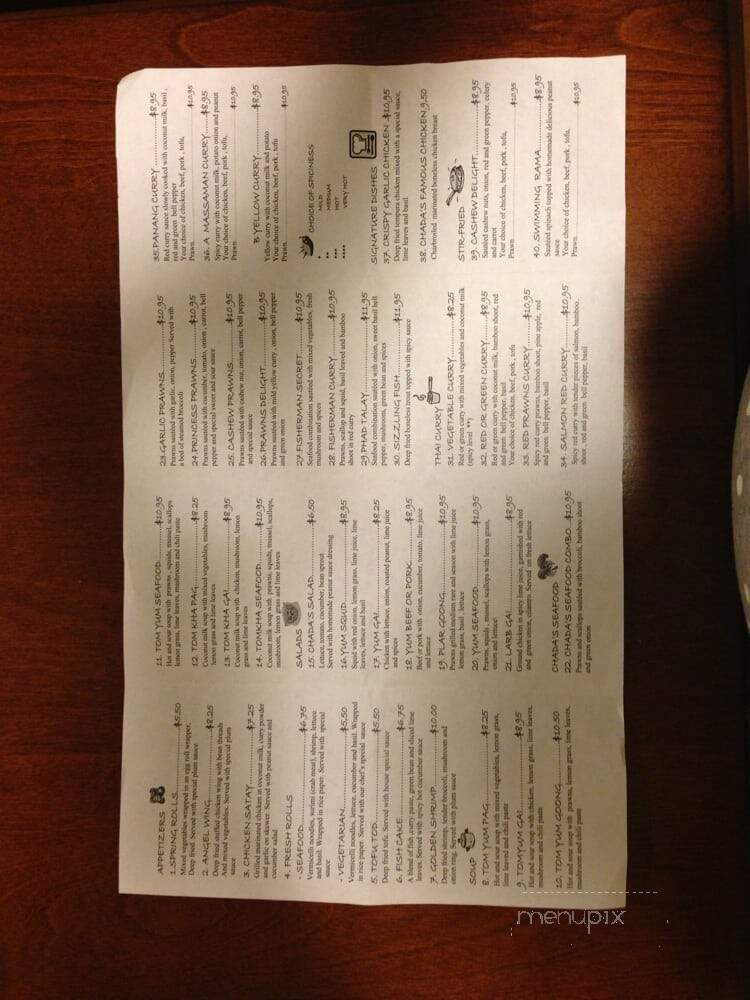 Chada Thai Restaurant - Seattle, WA menu_pic