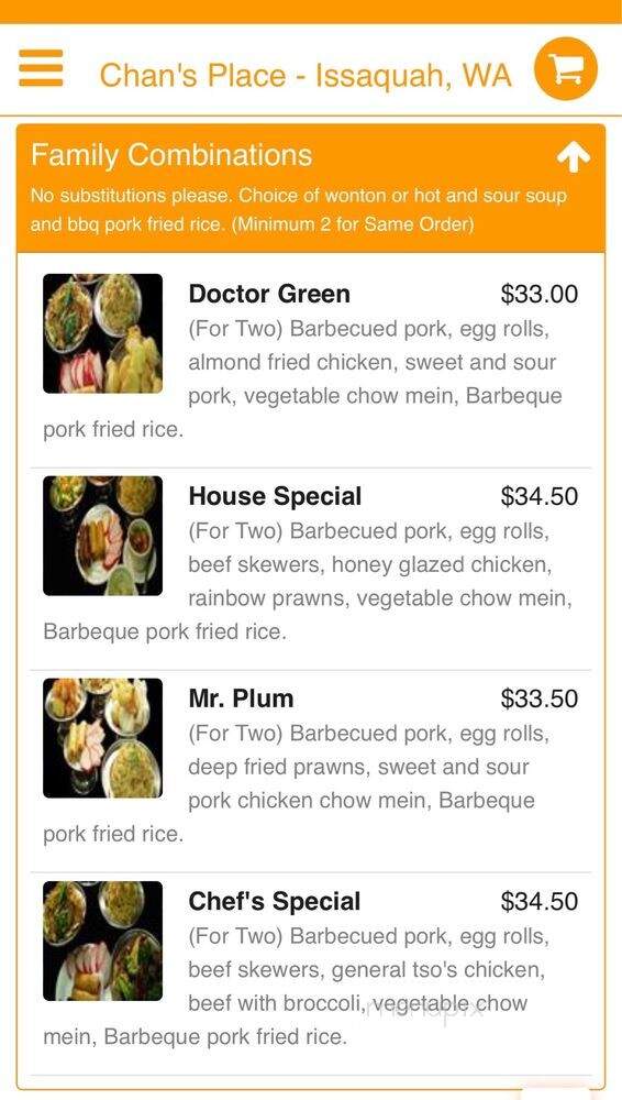 Chan's Place - Issaquah, WA menu_pic