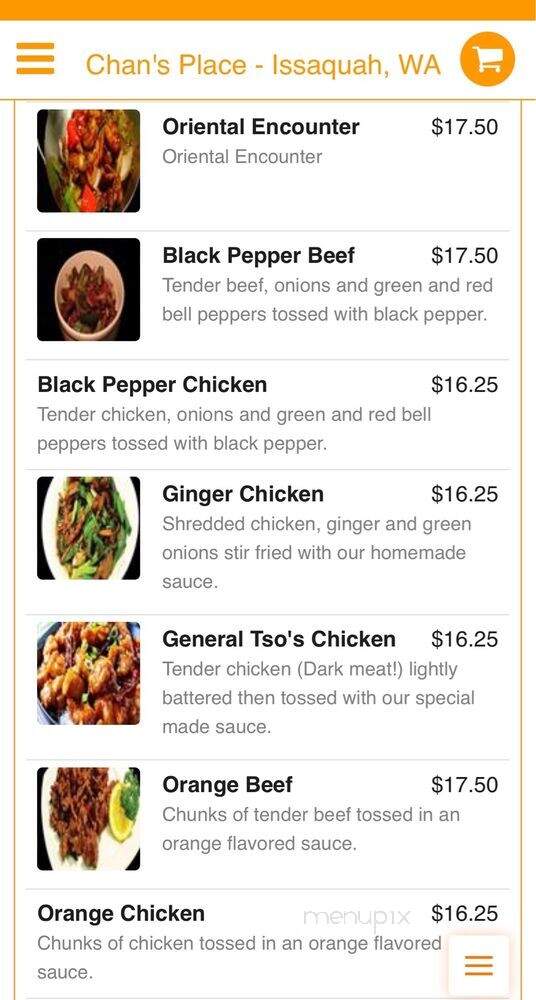 Chan's Place - Issaquah, WA menu_pic