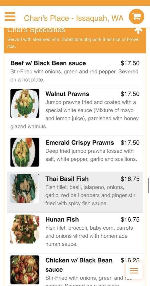 Chan's Place - Issaquah, WA menu_pic