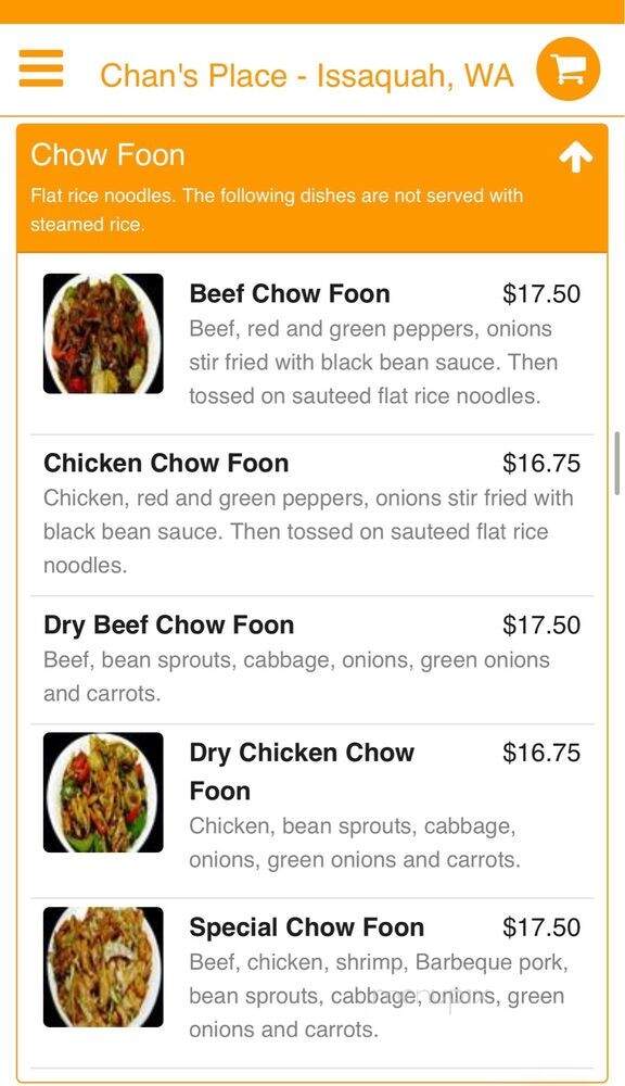 Chan's Place - Issaquah, WA menu_pic