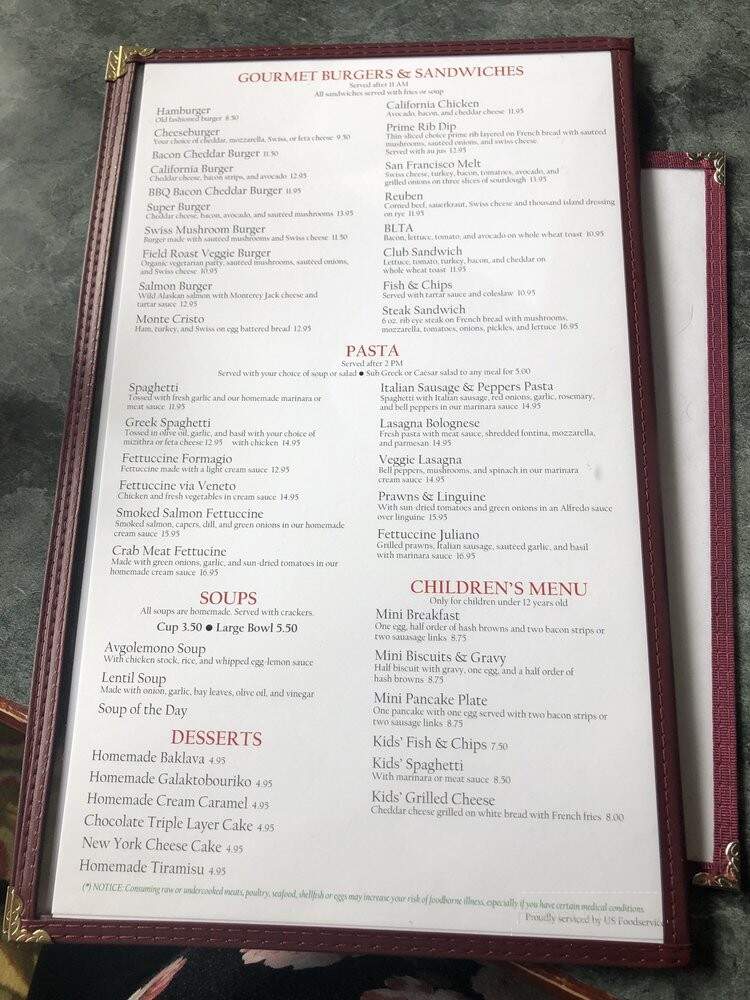 Costas Restaurant - Seattle, WA menu_pic