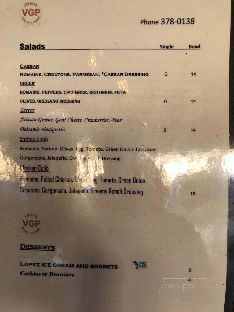 Cousin Vinnie's Cafe - Friday Harbor, WA menu_pic