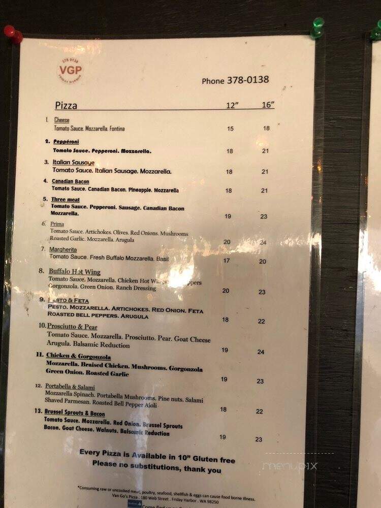 Cousin Vinnie's Cafe - Friday Harbor, WA menu_pic