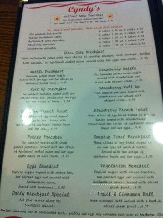 Cyndy's House Of Pancakes - Seattle, WA menu_pic