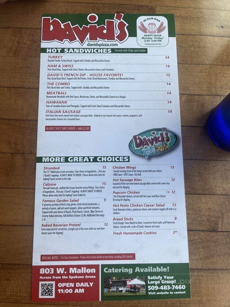 David's Pizza - Spokane, WA menu_pic