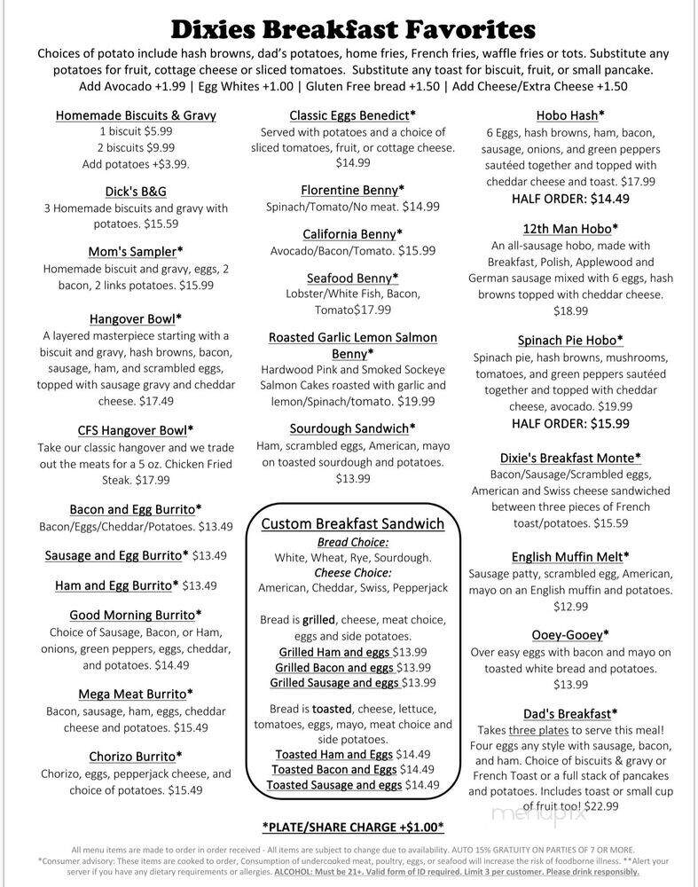 Dixie's Home Cookin - Sumner, WA menu_pic