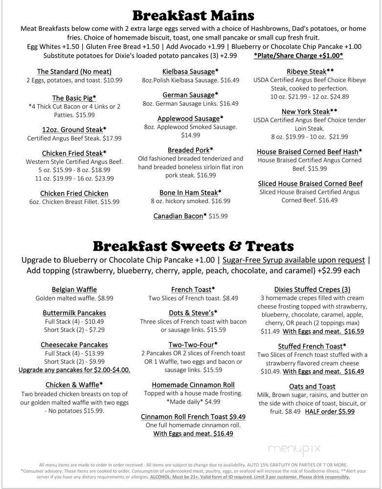 Dixie's Home Cookin - Sumner, WA menu_pic