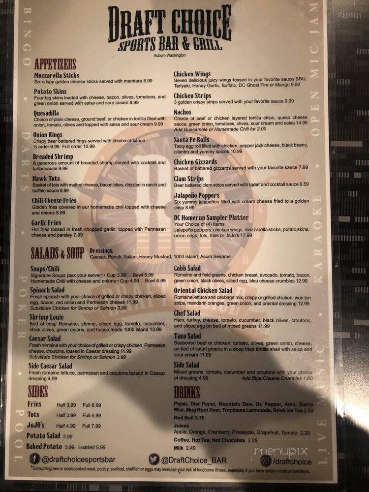 Draft Choice - Auburn, WA menu_pic