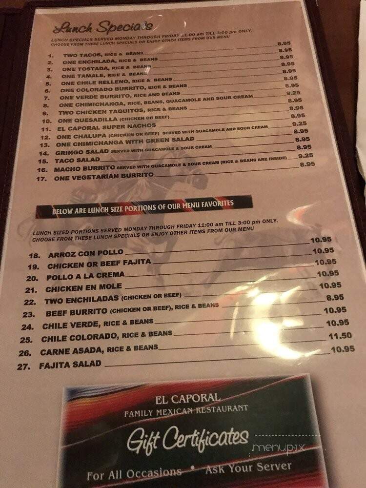 El Caporal - Maple Valley, WA menu_pic