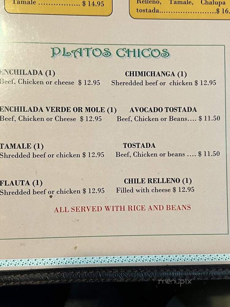 El Tapatio - Bellevue, WA menu_pic