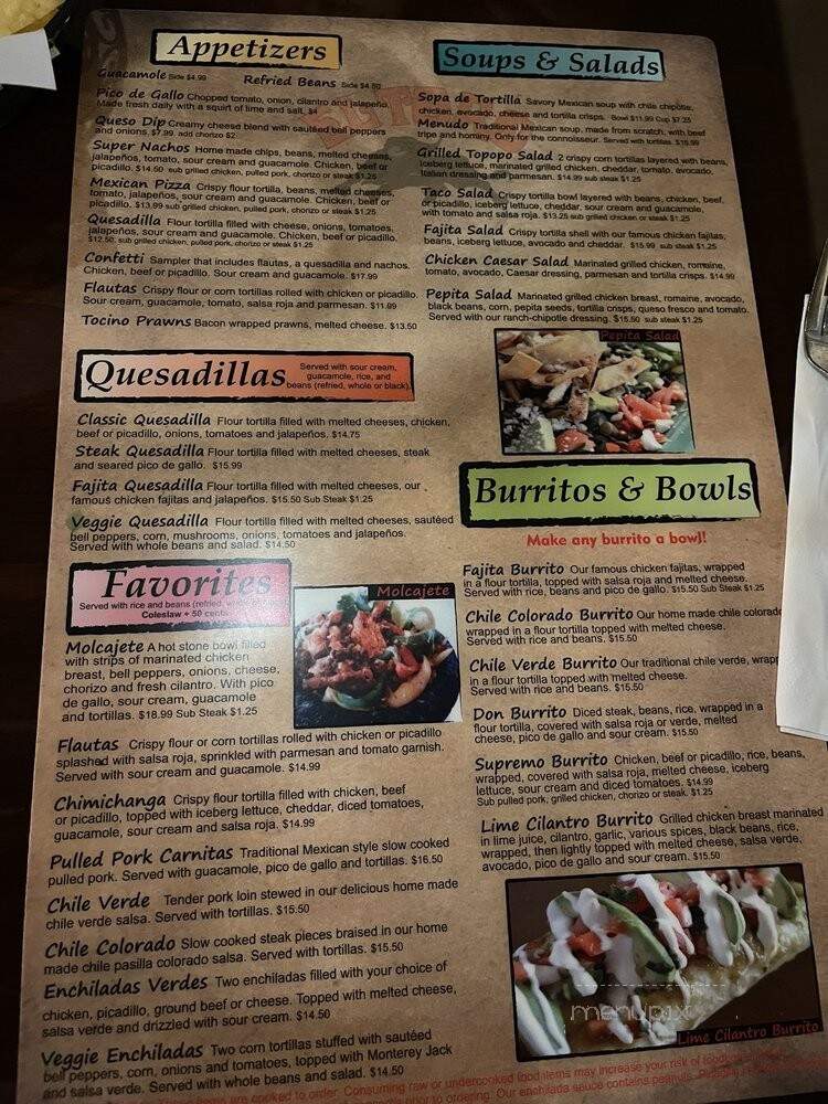 El Toro - Tacoma, WA menu_pic