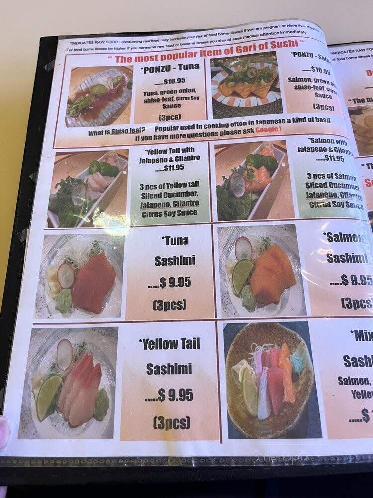 Gari Of Sushi - Tacoma, WA menu_pic