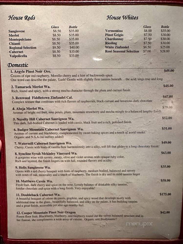Gianfranco Ristorante Italiano - Snoqualmie, WA menu_pic
