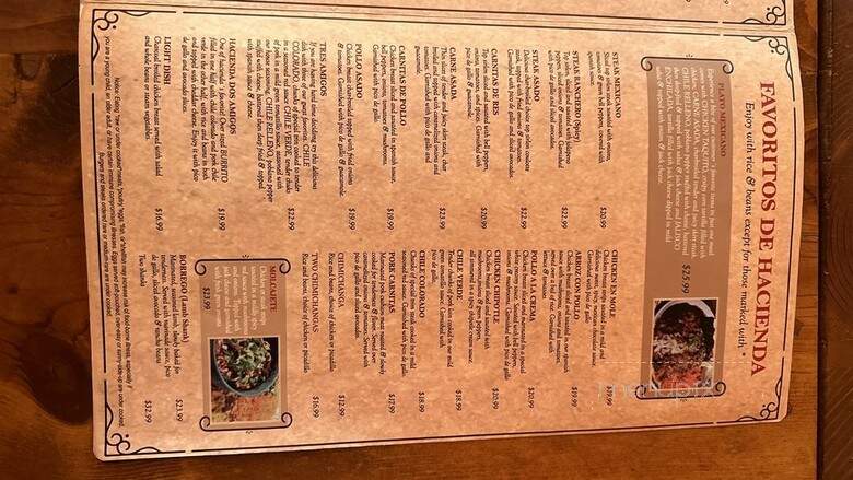 Hacienda Del Mar Mexican - Maple Valley, WA menu_pic