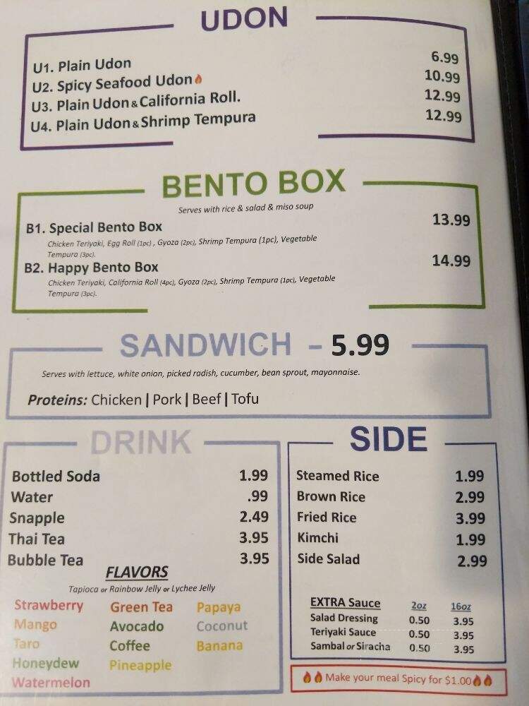 Happy Teriyaki Restaurant - Fircrest, WA menu_pic