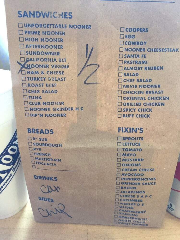 High Nooner - Spokane, WA menu_pic