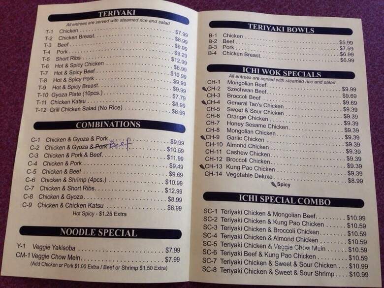 Ichi Teriyaki - Auburn, WA menu_pic